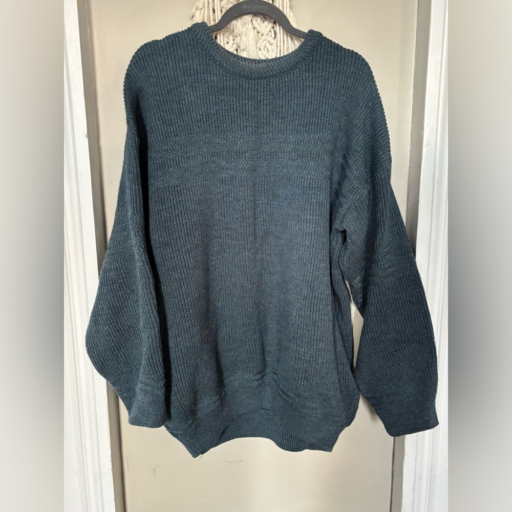 Men's wool Crewneck Knit Sweater in Slate Blue
